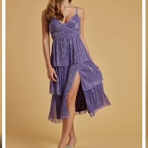 Trixxi Purple Tiered Midi Dress